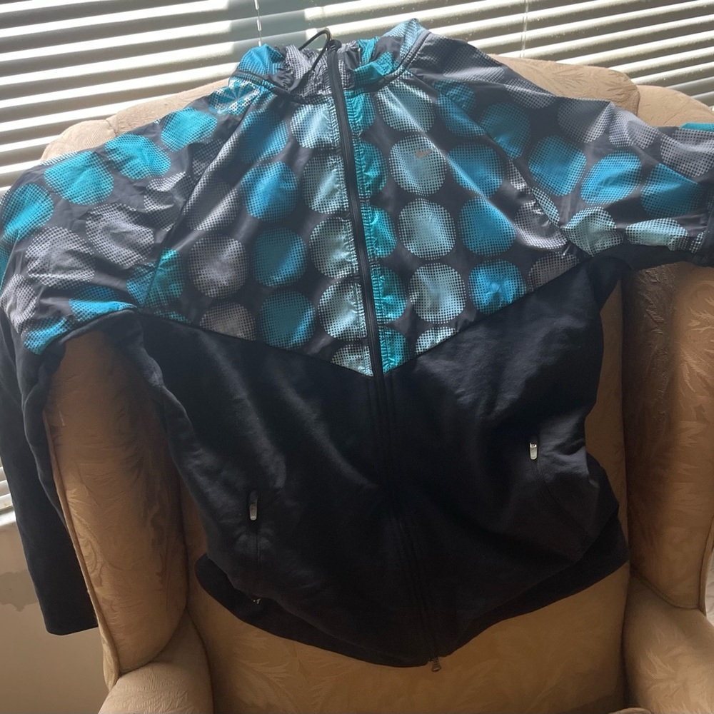 Nike Black and Teal Dot Jacket-size M